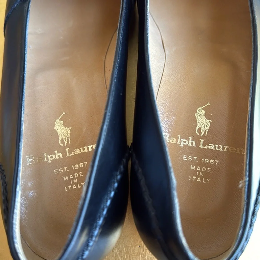 Ralph Lauren Made in Italy Heeled Penny Loafer in Black Leather - Picture 12 of 16